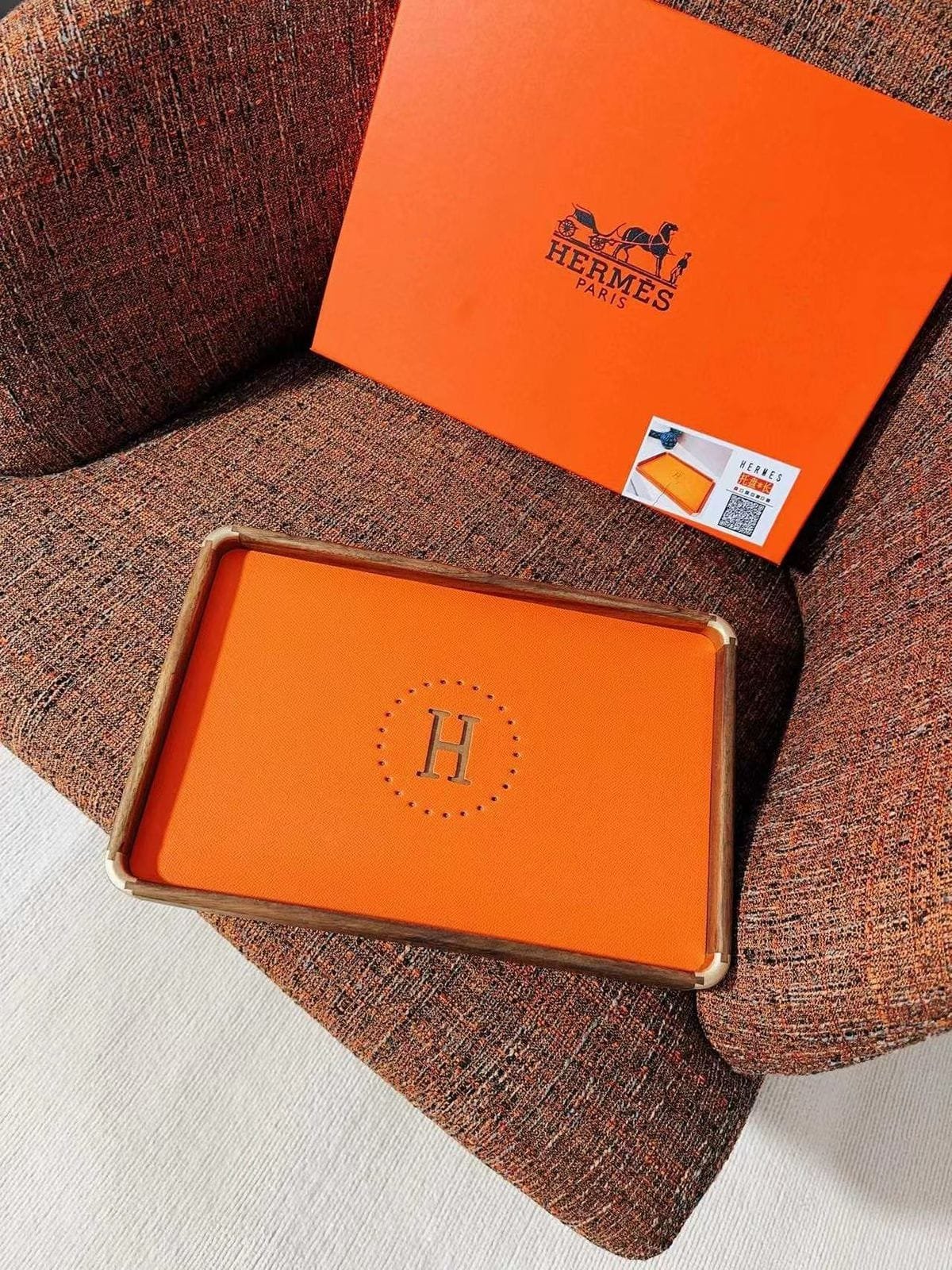 Hermes tray orange rectengular - Hermes Tray | Aleppo Gift UAE